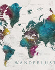 Plakat - Charleena world map with cities, Wanderlust