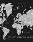 Plakat - Baibah world map with cities, get lost