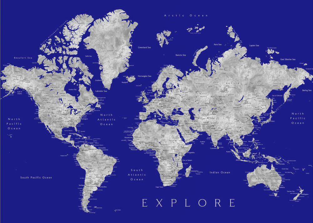 Plakat - Explore world map with cities, Valrie