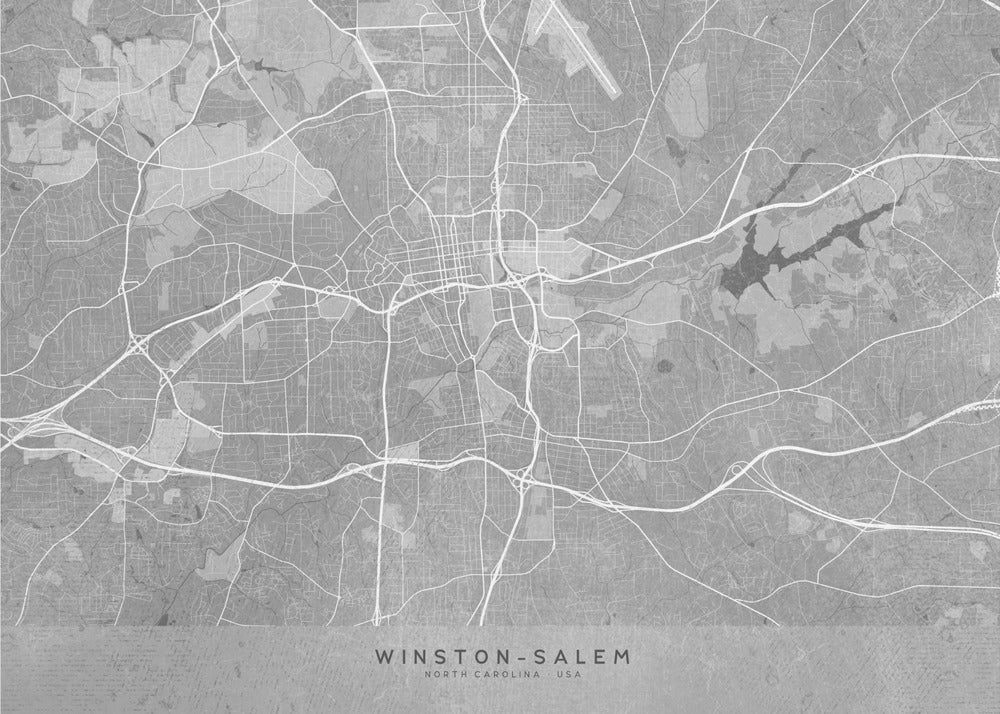 Plakat - Map of Winston Salem (NC, USA) in gray vintage style