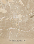 Plakat - Map of Winston Salem (NC, USA) in sepia vintage style