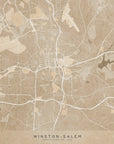 Plakat - Map of Winston Salem (NC, USA) in sepia vintage style