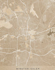 Plakat - Map of Winston Salem (NC, USA) in sepia vintage style