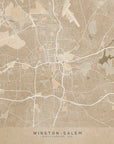 Plakat - Map of Winston Salem (NC, USA) in sepia vintage style