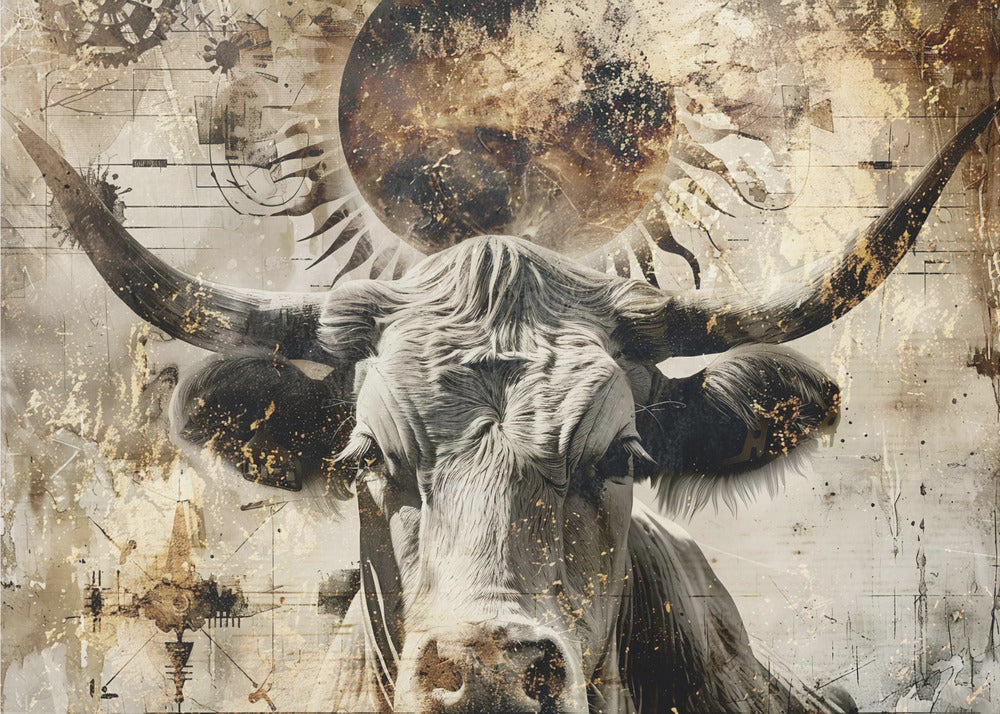 Plakat - Cow Animal Vintage Art Illustration Wallart 04