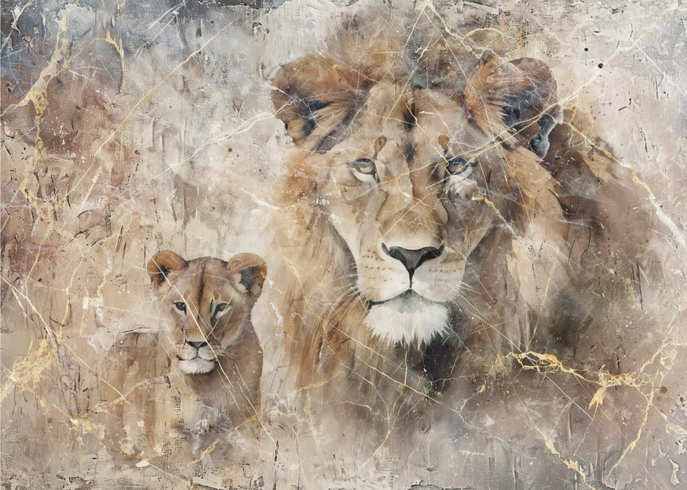 Plakat - Lion Animal Vintage Art Illustration Wallart 08