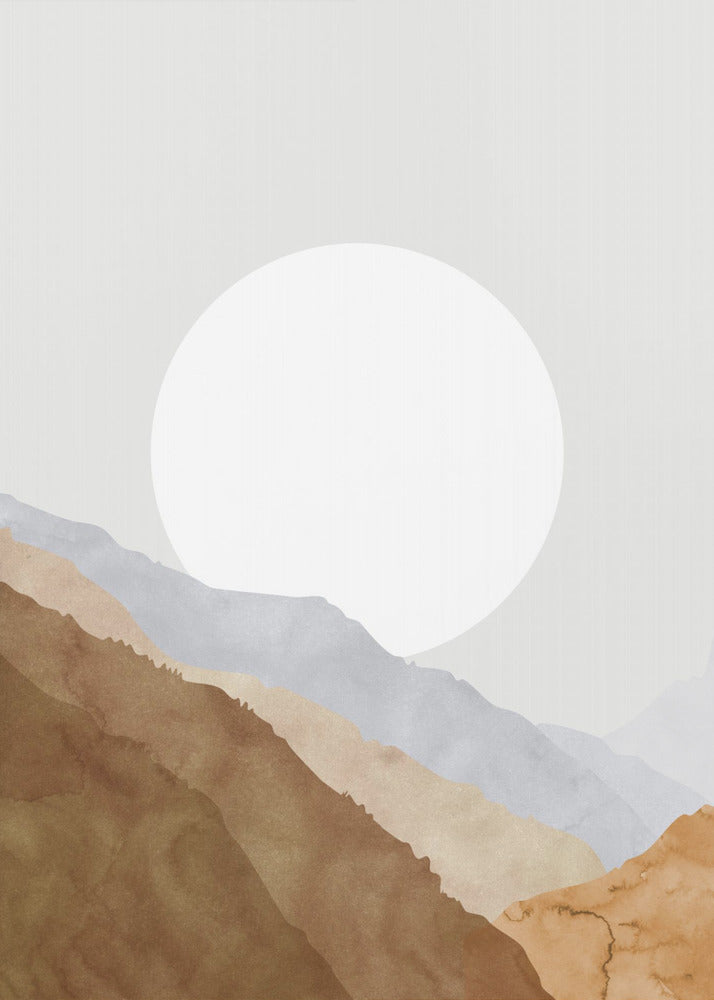 Plakat - Boho moon and mountains