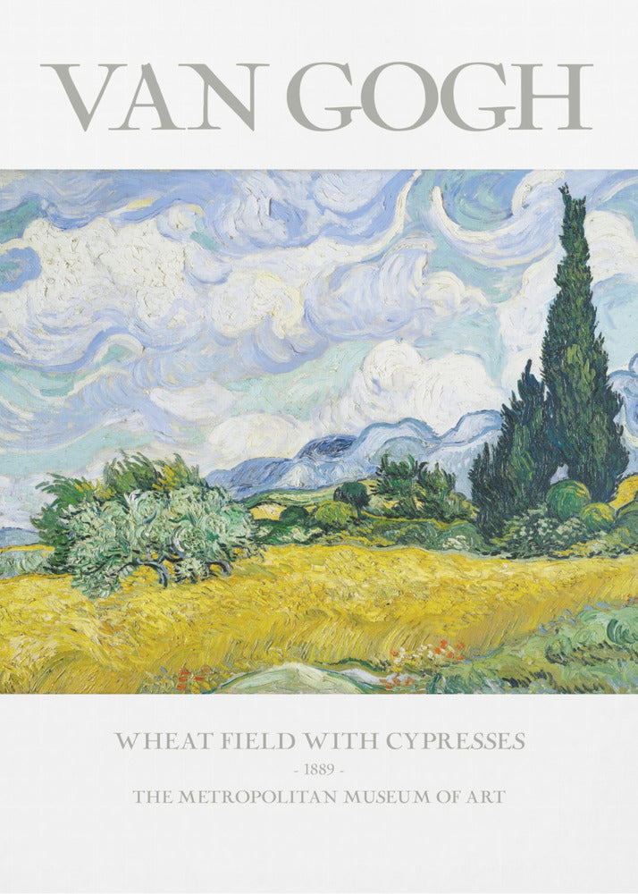 Plakat - Wheat Field With Cypresses