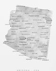 Plakat - Grayscale watercolor map of Arizona, USA