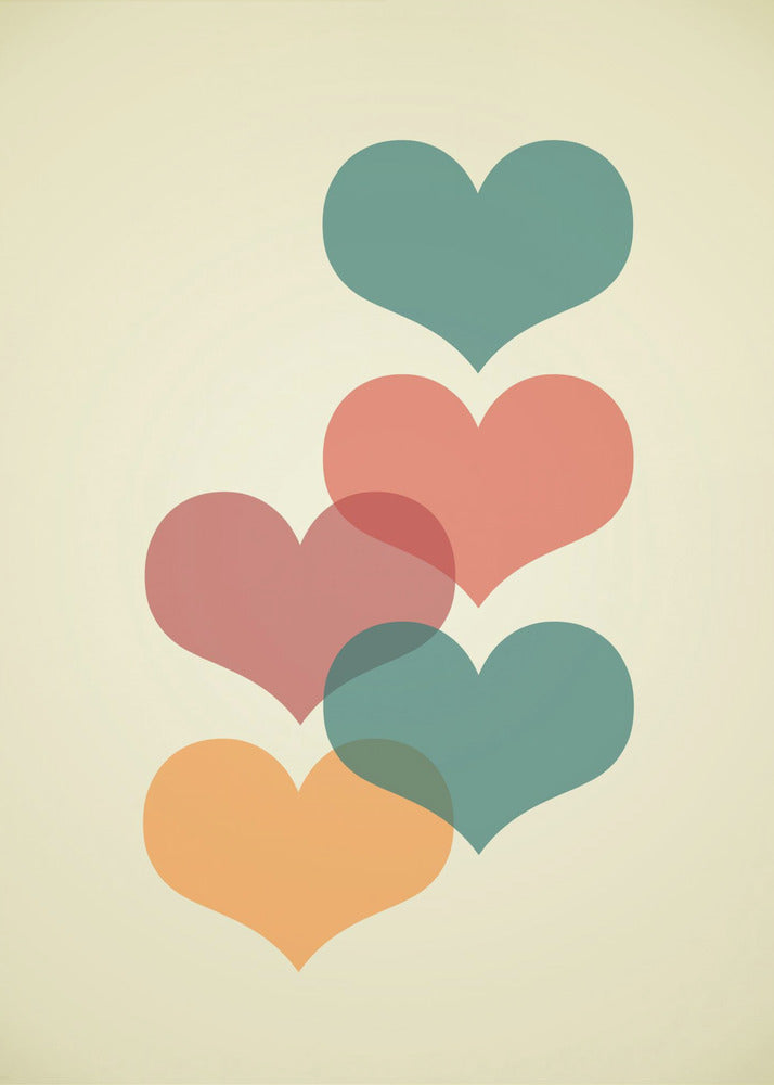 Plakat - Mid century hearts I