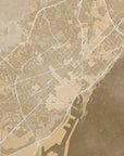 Plakat - Map of Barcelona (Spain) in sepia vintage style