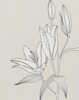 Plakat - Line art lillies in beige