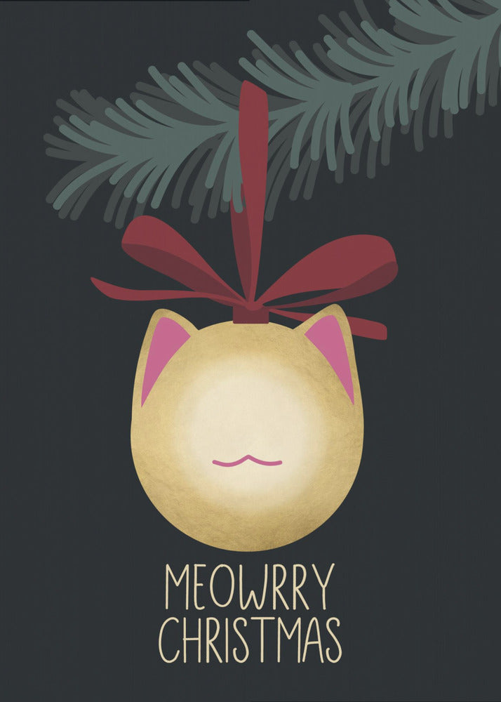 Plakat - Meowrry Christmas bauble (black, gold)