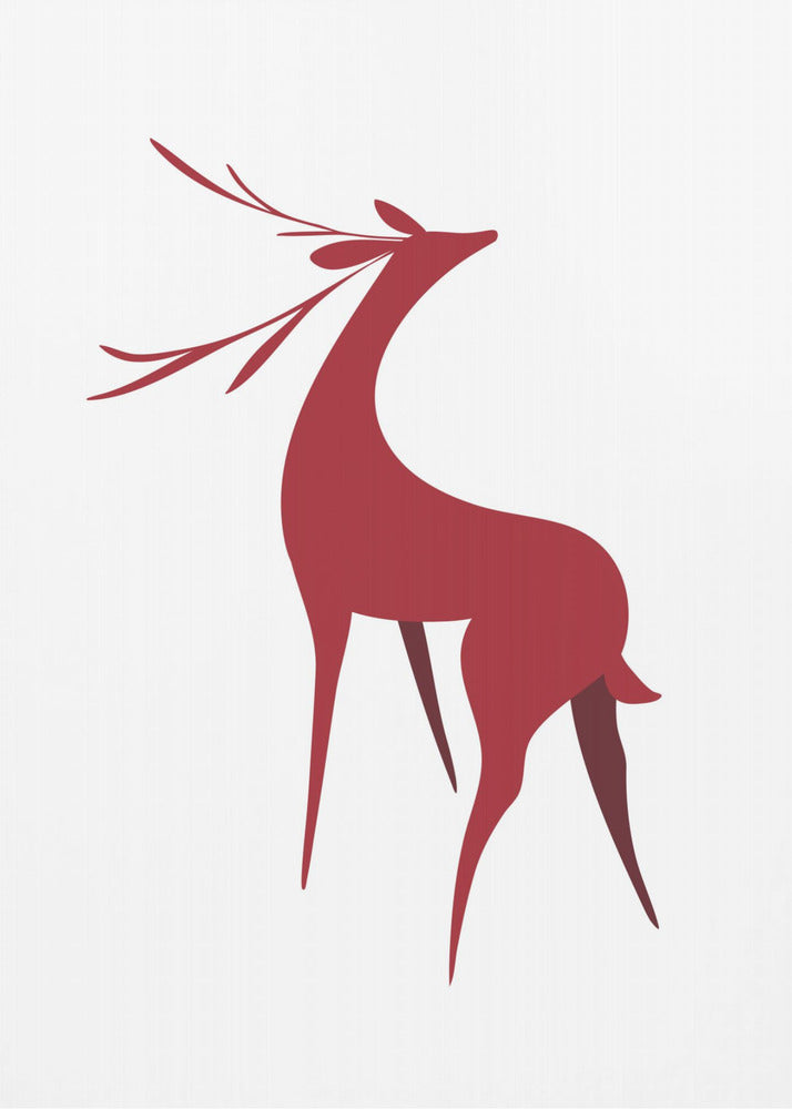 Plakat - Stylized retro deer (red)