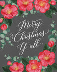 Plakat - Watercolor camellias Merry Christmas Y'all