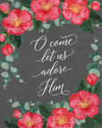 Plakat - Watercolor camellias Let us adore Him