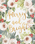 Plakat - Merry and bright holiday roses and berries