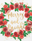 Plakat - Merry and bright wreath of red English roses