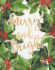 Plakat - Merry and bright holly floral art