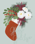 Plakat - Floral Stocking Happy holidays