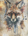 Plakat - Fox Wild Animal Vintage Illustration Art 01