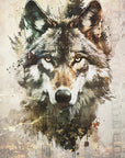 Plakat - Wolf Wild Animal Vintage Illustration Art 01