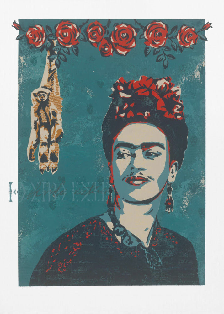 Plakat - Frida with Monkey