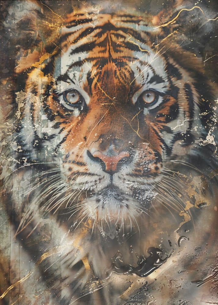 Poster - Tiger Animal Vintage Art Illustration Wallart 04