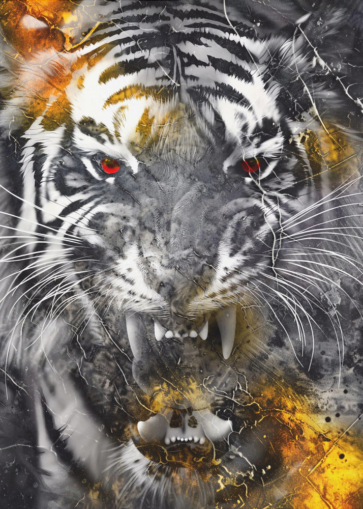 Poster - Tiger Animal Vintage Art Illustration Wallart 07