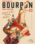 Plakat - Babes of Bourbon Vol 13 Rum Drinking Pinup Girl Art