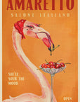 Plakat - Amaretto Flamingo Art Deco Italian Cafe Travel Art