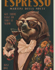 Plakat - Art Deco Espresso Martini Drinking Sloth